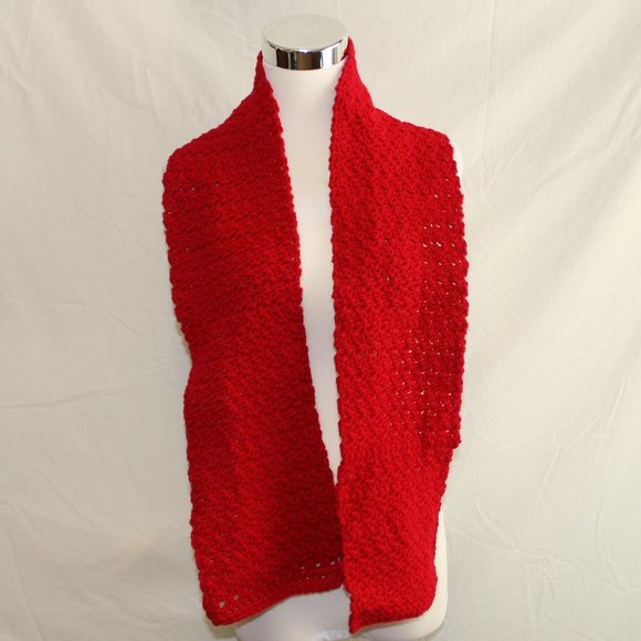 Hand Crafted Accessories - NEW Red Crochet Scarf HANDCRAFTED by Beth Handmade